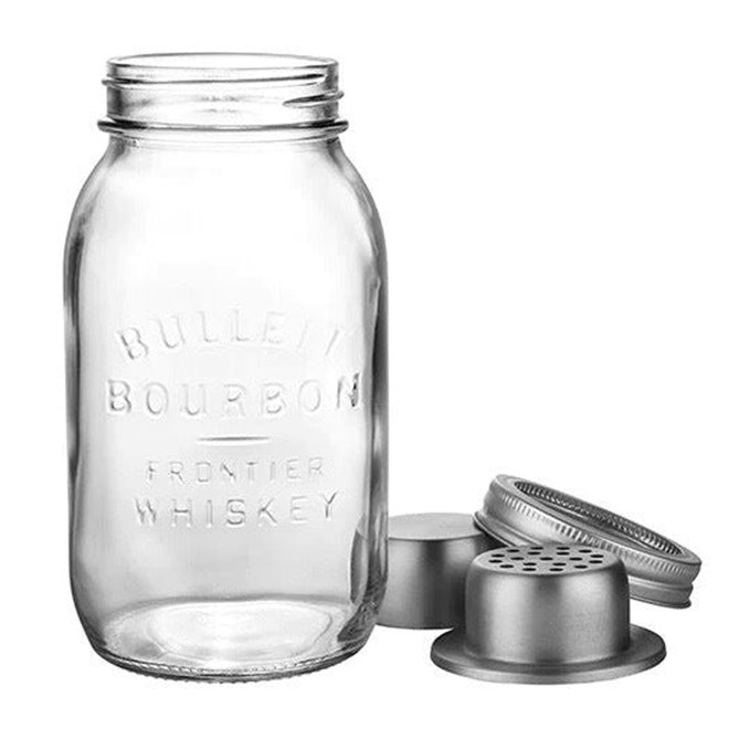 Bulleit Mason Jar Glass Cocktail Shaker