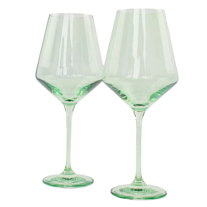 Wine Stemware, Mint Green, Set of Two
