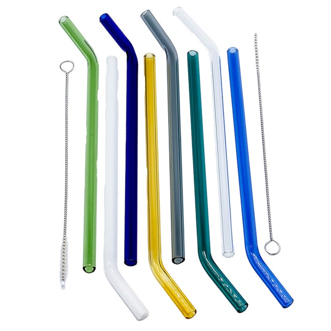 Reusable Colored Glass Straws - Set of 8