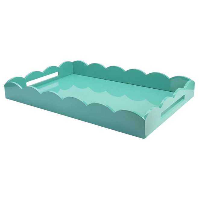 Large Scalloped Edge Tray, Turquoise